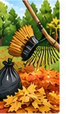 Yard & leaf cleanup illustration